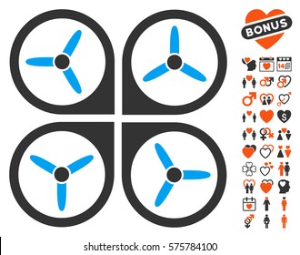 Quadrotor pictograph with bonus amour pictograms. Vector illustration style is flat iconic elements for web design, app user interfaces.