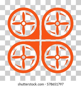 Quadrotor Screws Rotation icon. Vector illustration style is flat iconic symbol, orange color, transparent background. Designed for web and software interfaces.