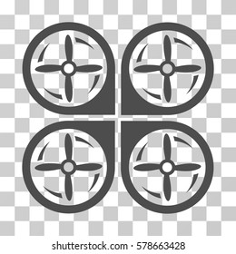 Quadrotor Screws Rotation icon. Vector illustration style is flat iconic symbol, gray color, transparent background. Designed for web and software interfaces.
