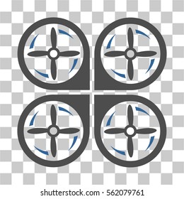 Quadrotor Screws Rotation vector icon. Illustration style is flat iconic bicolor cobalt and gray symbol on a transparent background.