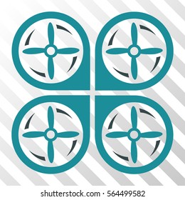 Quadrotor Screws Rotation vector pictogram. Illustration style is flat iconic bicolor soft blue symbol on a hatched transparent background.