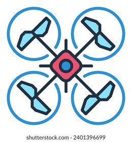 Quadrotor vector concept colored icon or sign. Top view