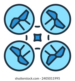 Quadrotor vector Quadcopter concept colored icon or symbol in thin line style