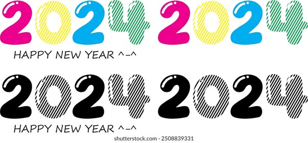 
Quadruple 2024 New Year celebration text