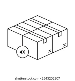 Quadruple Box Icon – Four Boxes, Representing Maximum Protection, Durability, and Safe Shipping