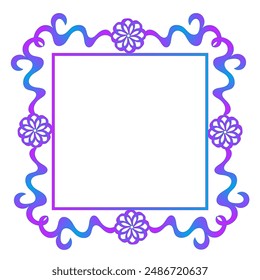 Quadruple frame in pink and blue with floral pattern