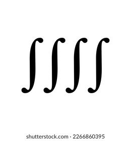 Quadruple integral symbol in mathematics. Vector illustration isolated on white background.