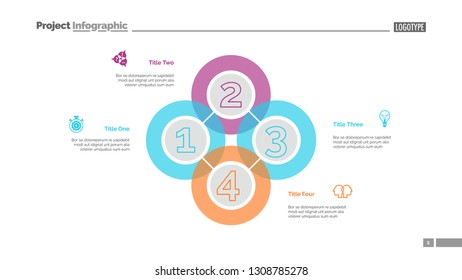 Quadruple intersect slide template. Business data. Graph, diagram. Creative concept for infographic, templates, presentation, report. Can be used for topics like workflow, strategy, analysis