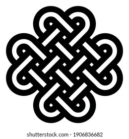quadruple solomon's knot, decorative motif, black and white ornament, vector illustration