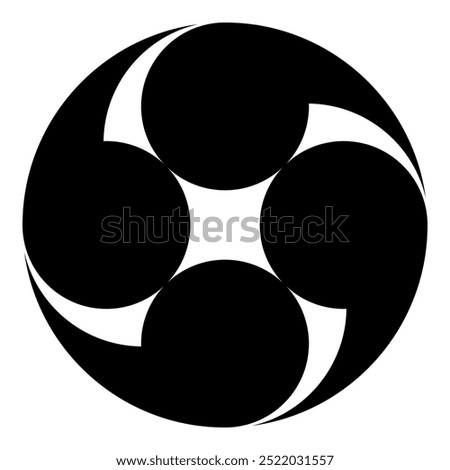 Quadruple Tomoe (Yotsu-Domoe). Japanese family crest icon vector illustration