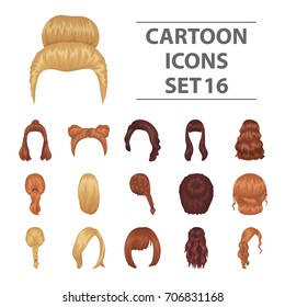 Quads, blond braids and other types of hairstyles. Back hairstyle set collection icons in cartoon style vector symbol stock illustration web.