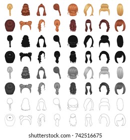 Quads, blond braids and other types of hairstyles. Back hairstyle set collection icons in cartoon style vector symbol stock illustration web.