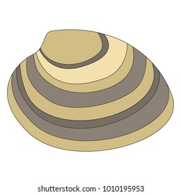 Quahog cartoon. Outlined illustration with thin line black stroke