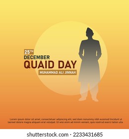 Quaid day, 25th December with Quaid e Azam Muhammad Ali Jinnah silhouette