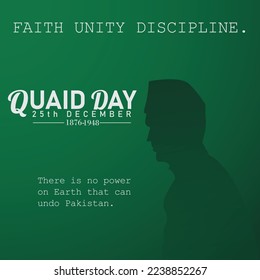 Quaid Tag 25. Dezember Poster. Quaid-e-Azam ist der Gründer von Pakistans Geburtstagsfeier-Poster.