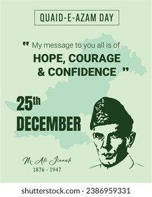 Quaid Day celebration design: Elegant vector illustration honoring the visionary leader with patriotic colors, symbols, and a timeless portrait.