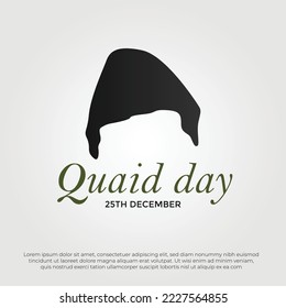 Quaid day, Quaid hat Icon Vector. Muhammad Ali Jinnah. Founder of Pakistan