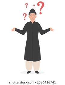 Quaid e Azam confused pose vector illustration