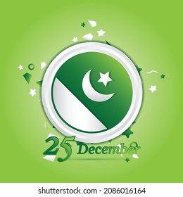 Quaid e azam day 25 December poster with cut moon and stars vector illustration