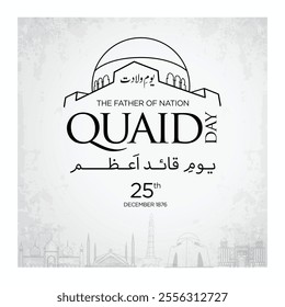 Quaid e Azam Day,  25 December Calligraphy. Translation: The great Leader of Pakistan.