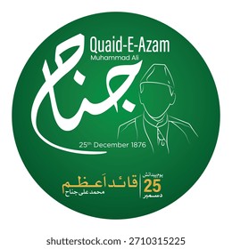 Día de Quaid e Azam 25 de diciembre Celebración Vector creativo Diseño de ilustración EPS. Traducción: Muhammad Ali Jinnah 25 de diciembre de 1876