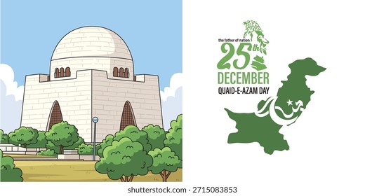 Quaid e Azam Day 25 December Celebration Creative Vetor EPS Illustration Design.Translation: Muhammad Ali Jinnah 25 de dezembro de 1876