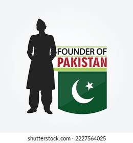 Quaid e Azam Day Celebration Poster Concept, 25 Dezember, Flat Design mit pakistanischer Flagge