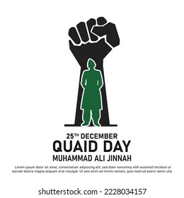 Quaid e Azam Day Celebration Poster Concept, 25 December, Flat Design with unity sign