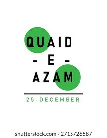 Quaid e Azam Tag Logo-Design. Quaid Day Vektorlogo. Quaid e Azam Vektorsymbol-Design.25 Dezember, Gründer von Pakistans Geburtstag Feiertag, Quaid e Azam Tag Feier mit englischem Logo-Design