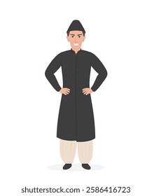 Quaid e Azam Mohammad Ali Jinnah standing vector illustration