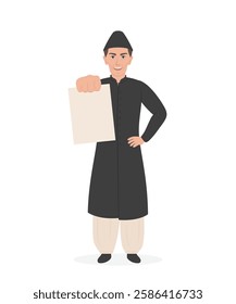 Quaid e Azam showing paper vector illustration