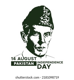 Quaid-e-Azam 14 august Pakistan independence day vector illustration