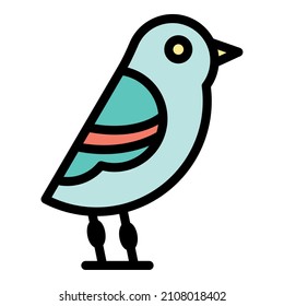 Quail bird icon. Outline quail bird vector icon color flat isolated