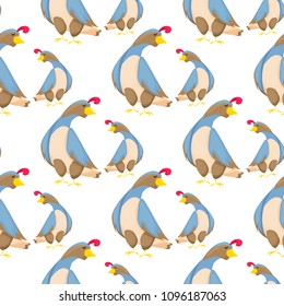 Quail bird pattern vector flat seamless background little hen design illustration. Healthy rural zoo kid fabric wildlife beautiful character design.