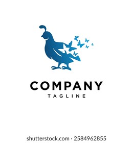 Quail and Butterfly Logo Icon vector