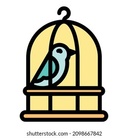 Quail cage icon. Outline quail cage vector icon color flat isolated