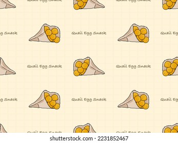 Quail Egg Snack cartoon character seamless pattern on orange background