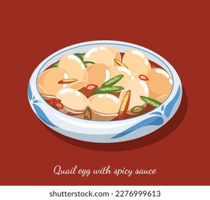 Quail egg with spicy sauce