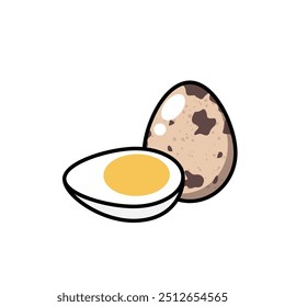 Quail egg vector icon. Minimalistic illustration of popular asian and South American dish - boiled quail egg. Healthy eating, dieting and nutrition concepts.