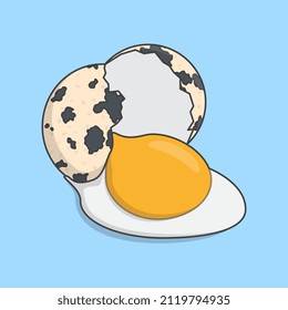 Ilustración del vector de dibujos animados de los huevos de cola. Contorno de icono plano de huevos de codorniz de pollo