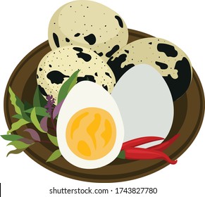 quail eggs chilly vegetables vector