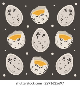 Quail eggs flat vector illustration. Cute raw organic mini natural quail eggs cartoon vector illustration for graphic design and decorative element
