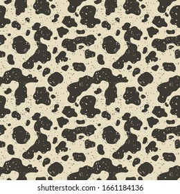 Quail eggs texture. Abstract vector seamless pattern with dots and splashes on a beige background. Cow grunge tiles