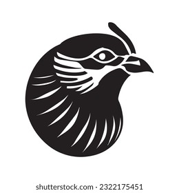 Quail-Symbolzeichnung. Einfaches Design mit schwarz-weißem Logo. Einzige Vektorgrafik von Vögeln.