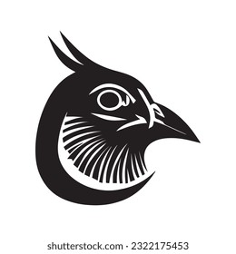 dibujo de icono de cola. Sencillo diseño de logotipo en blanco y negro. Ilustración aislada de aves vectoriales.