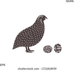 Quail logo. Isolated quail on white background