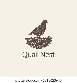 Quail nest logo vector bird icon vector illustration. Isolated object on background