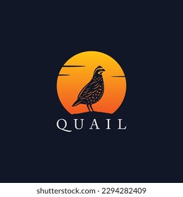 Quail on sunset logo design vector illustration