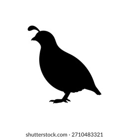 Diseño de ilustración plana de Vector de icono de silueta de codorniz.