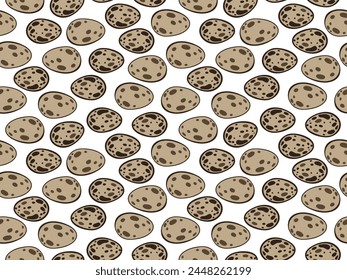 quail spotted eggs seamless pattern, quail farming vector outline illustration for poster, flyer, farm products package, book design. poultry farming and egg production symbol. doodle illustration 
